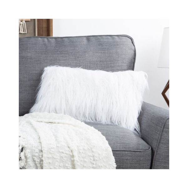 Hastings Home Hastings Home 12x20 Faux Fur Lumbar Pillow, White 638945ELS - main